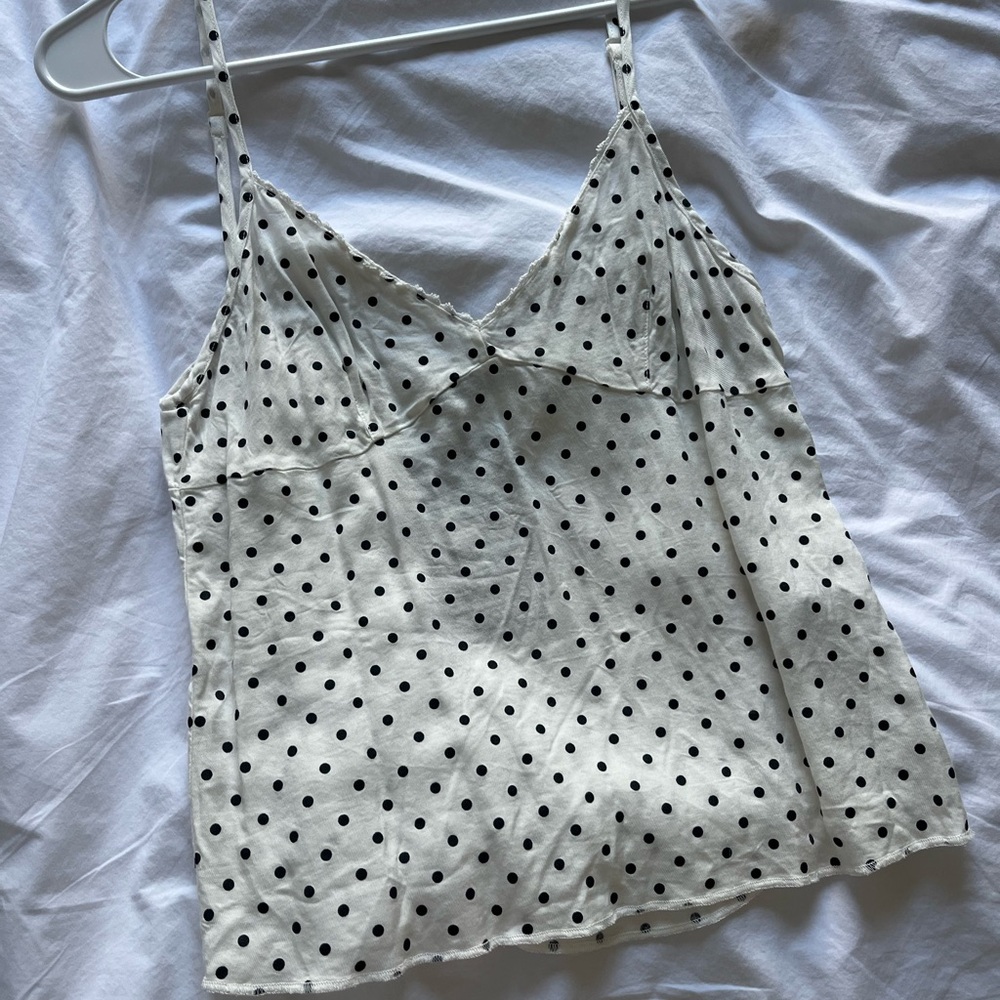 Brandy Melville White Polka Dot Spaghetti Strap Cami